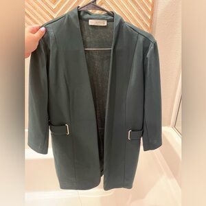 Dark Green Open-Front Blazer Jacket